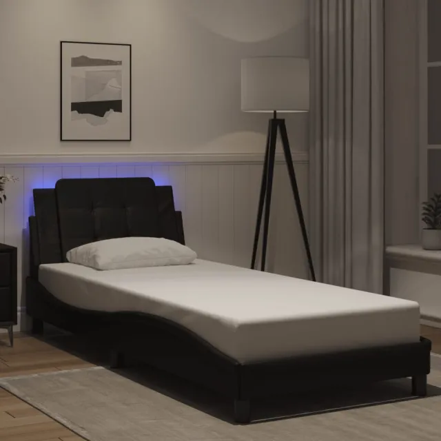 Cadre de lit avec LED sans matelas Zadar noir 100x203 cm