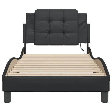 Cadre de lit avec LED sans matelas Zadar noir 100x203 cm