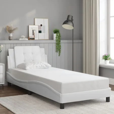 Cadre de lit avec LED sans matelas Zadar blanc 100x203 cm