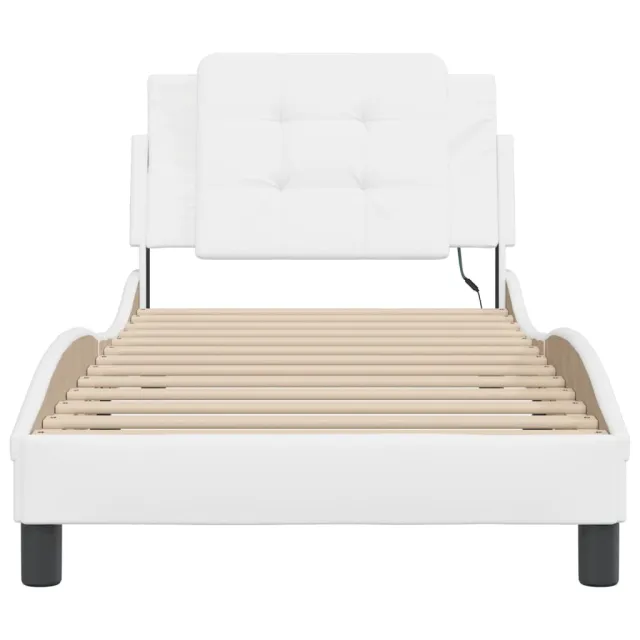Cadre de lit avec LED sans matelas Zadar blanc 100x203 cm