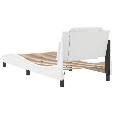 Cadre de lit avec LED sans matelas Zadar blanc 100x203 cm