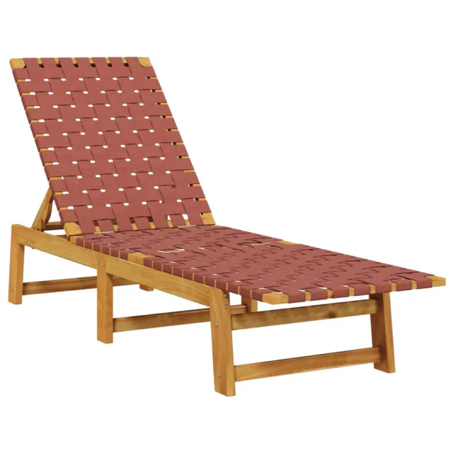 Chaises longues lot de 2 rouge bois d'acacia solide et tissu