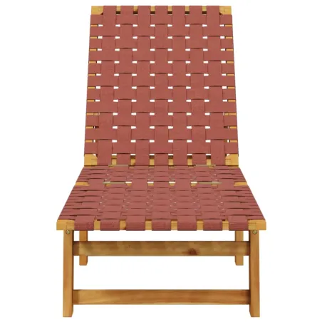 Chaises longues lot de 2 rouge bois d'acacia solide et tissu