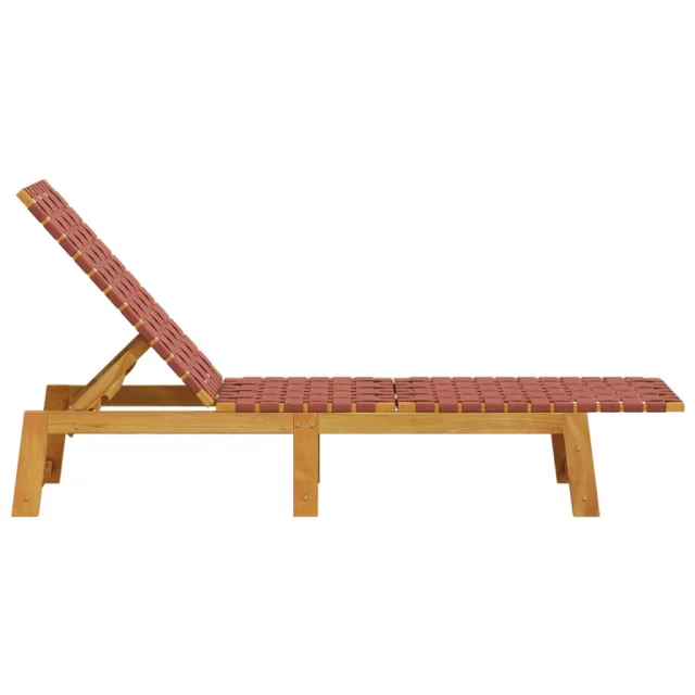 Chaises longues lot de 2 rouge bois d'acacia solide et tissu
