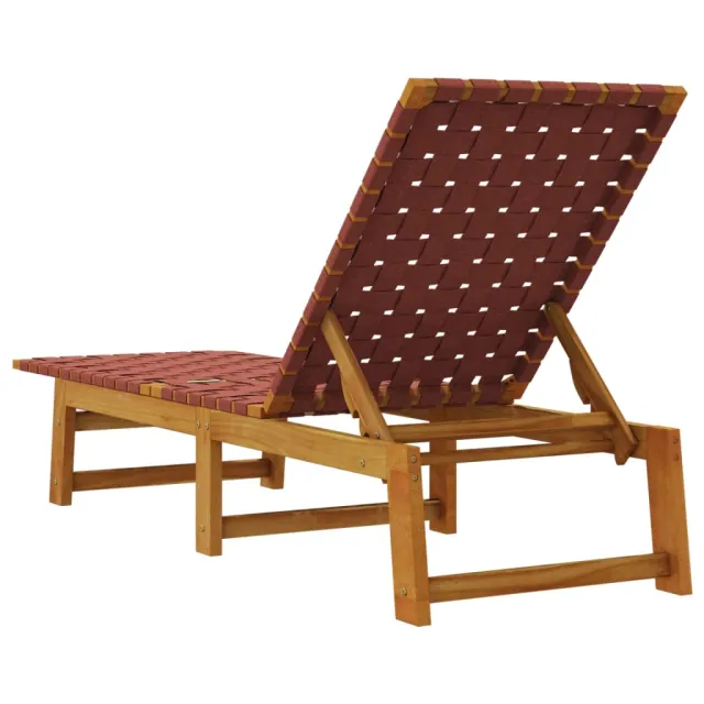 Chaises longues lot de 2 rouge bois d'acacia solide et tissu