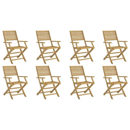 Chaises pliables de jardin lot de 8 bois massif d'acacia 2