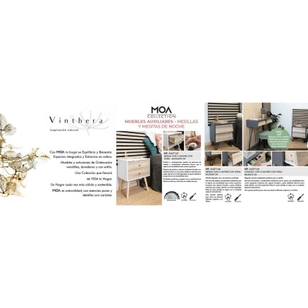 Comodino Vinthera Moa Bianco Marrone 40 x 49,5 x 30 cm 2