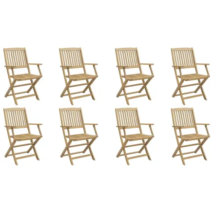 Chaises de jardin pliantes lot de 8 54x61x88 cm bois d'acacia 2