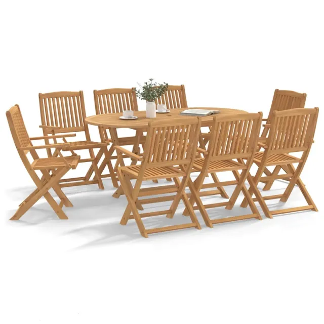 Ensemble à manger de jardin 9 pcs bois d'acacia solide