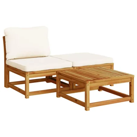 Salon de jardin 4 pcs avec coussins Bois d'acacia solide