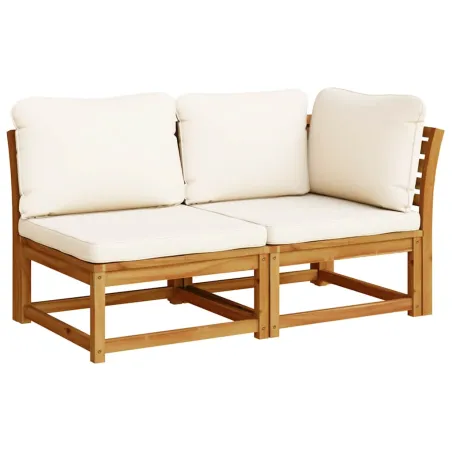 Salon de jardin 6 pcs avec coussins bois d'acacia solide