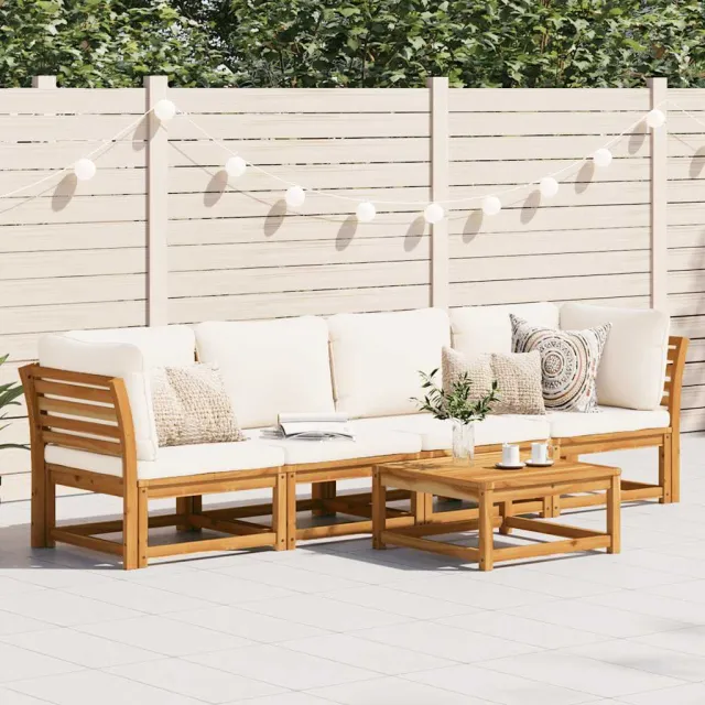Salon de jardin 4 pcs avec coussins Bois d'acacia solide