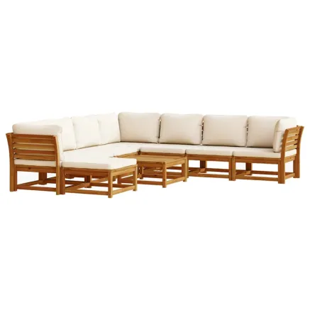Salon de jardin avec coussins 9 pcs bois massif d'acacia 2