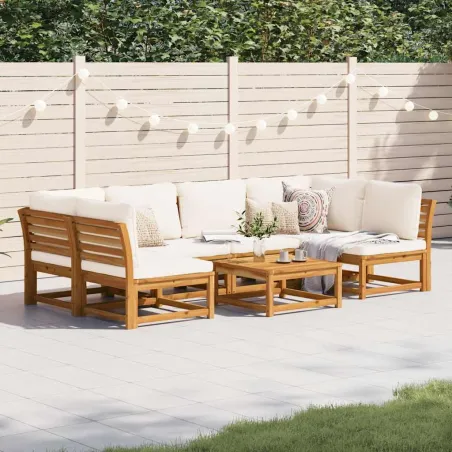 Salon de jardin avec coussins 7 pcs bois massif d'acacia