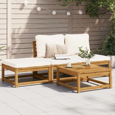 Salon de jardin 4 pcs avec coussins Bois d'acacia solide