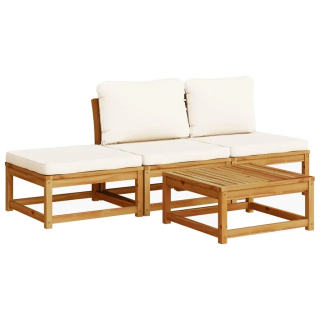 Salon de jardin 4 pcs avec coussins Bois d'acacia solide