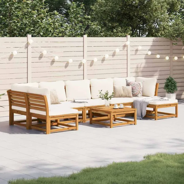 Salon de jardin avec coussins 8 pcs bois massif d'acacia