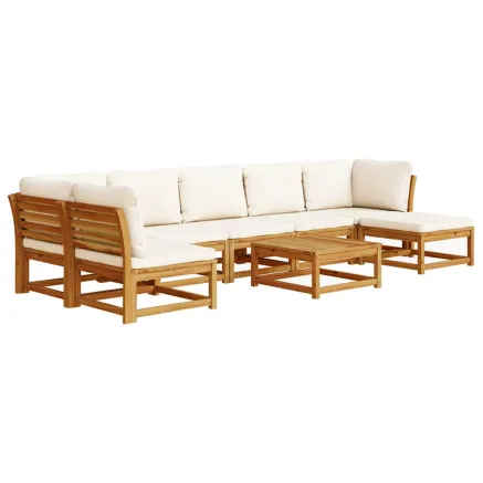 Salon de jardin avec coussins 8 pcs bois massif d'acacia 2