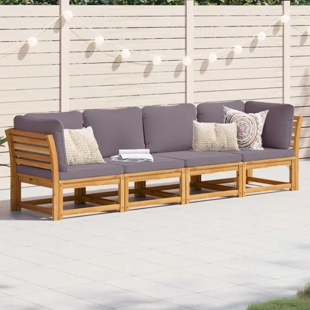 Salon de jardin 4 pcs avec coussins Bois d'acacia solide