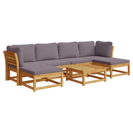 Salon de jardin avec coussins 7 pcs bois massif d'acacia 2