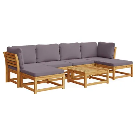 Salon de jardin avec coussins 7 pcs bois massif d'acacia