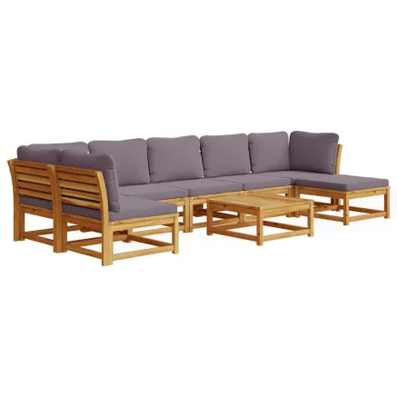 Salon de jardin avec coussins 8 pcs bois massif d'acacia 2