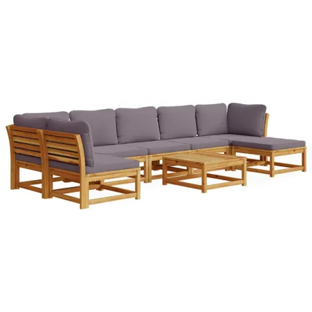 Salon de jardin avec coussins 8 pcs bois massif d'acacia