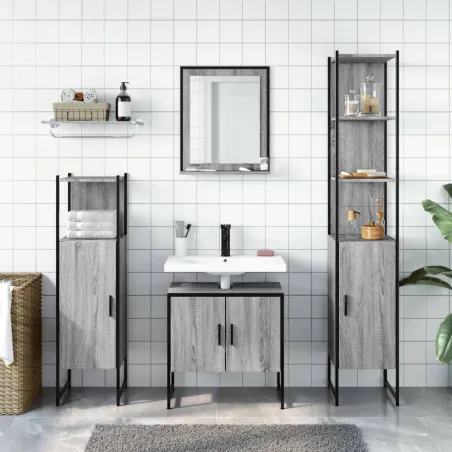 Ensemble d'armoires de salle de bain 4 pcs sonoma gris