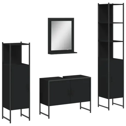 Ensemble d’armoires salle de bain 4 pcs noir bois d'ingénierie 2
