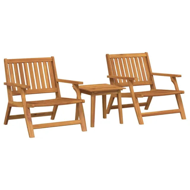 Chaise de jardin 3 pcs Marron Bois d'Acacia Massif