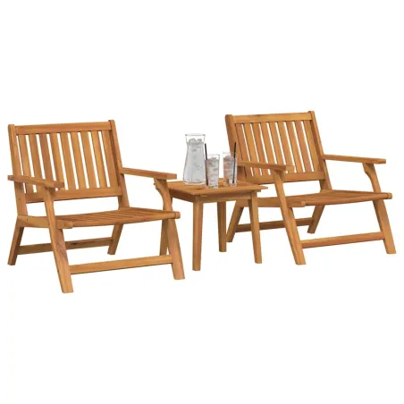 Chaise de jardin 3 pcs Marron Bois d'Acacia Massif