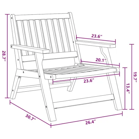 Chaise de jardin 3 pcs Marron Bois d'Acacia Massif