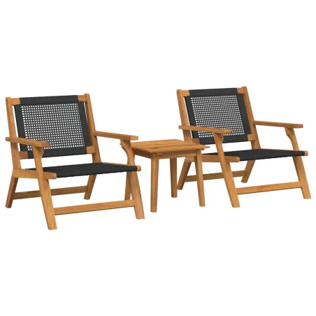 Chaises de jardin avec table 3 pcs Noir Bois d'Acacia Massif