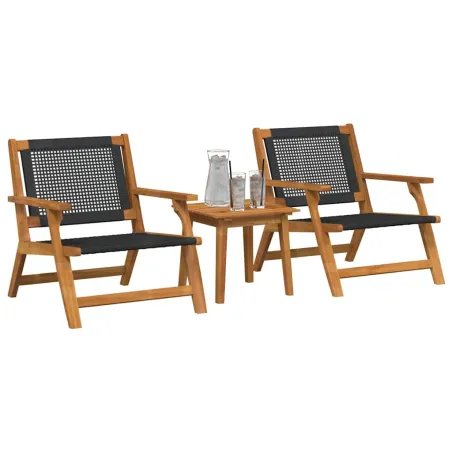 Chaises de jardin avec table 3 pcs Noir Bois d'Acacia Massif