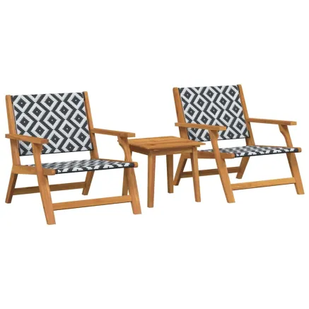 Chaises de jardin avec table 3 pcs Noir et Blanc 2