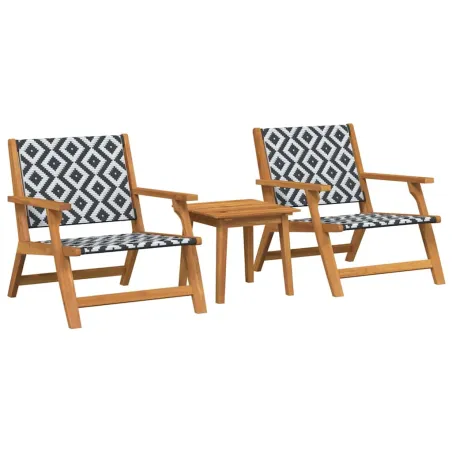 Chaises de jardin avec table 3 pcs Noir et Blanc