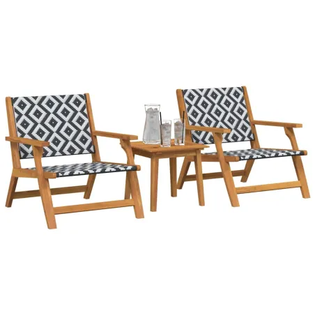 Chaises de jardin avec table 3 pcs Noir et Blanc