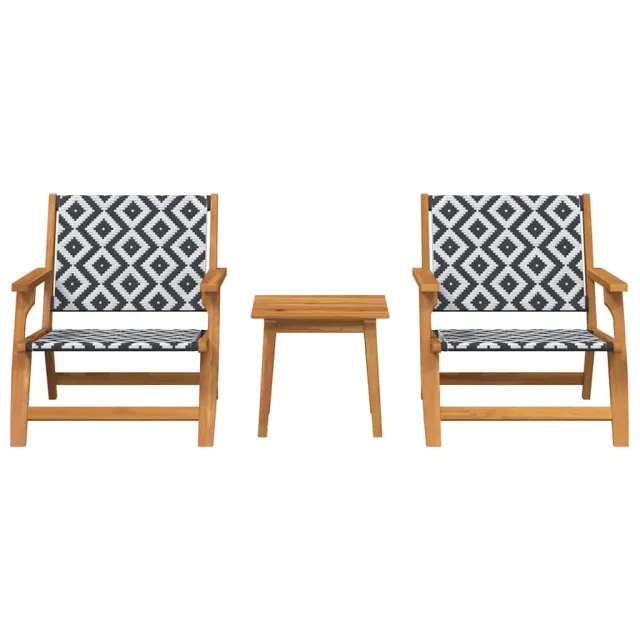 Chaises de jardin avec table 3 pcs Noir et Blanc