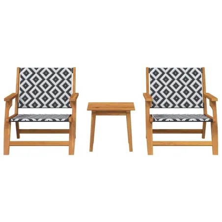 Chaises de jardin avec table 3 pcs Noir et Blanc