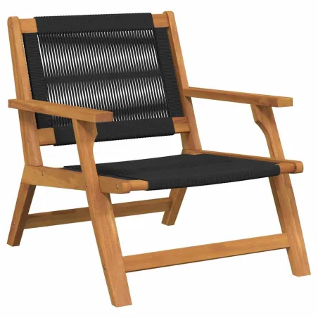 Chaises de jardin avec table 3 pcs Noir Bois d'Acacia Massif