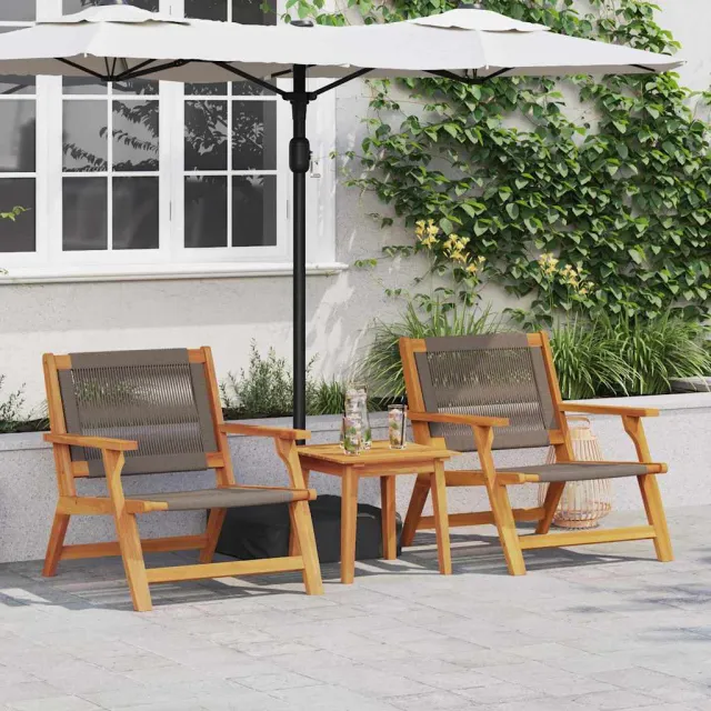 Chaises de jardin avec table 3 pcs Gris Bois d'Acacia Massif