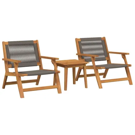 Chaises de jardin avec table 3 pcs Gris Bois d'Acacia Massif 2