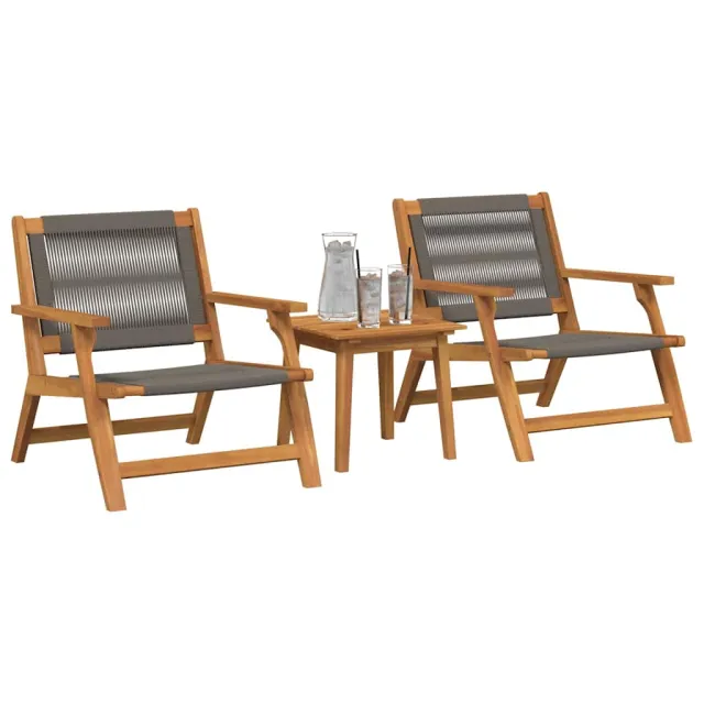 Chaises de jardin avec table 3 pcs Gris Bois d'Acacia Massif