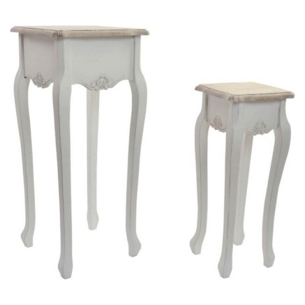 Mesa auxiliar DKD Home Decor Versalles Abeto Madera Blanco 35 x 35 x 8
