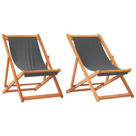 Chaises de plage pliables lot de 2 gris tissu 2