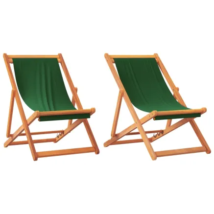 Chaises de plage pliables lot de 2 vert tissu 2