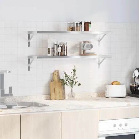 Étagères murales 2 pcs 100x30 cm argenté acier inoxydable