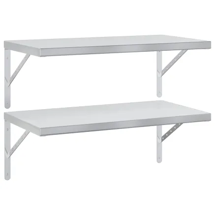Étagères murales 2 pcs 75x40 cm argenté acier inoxydable 2