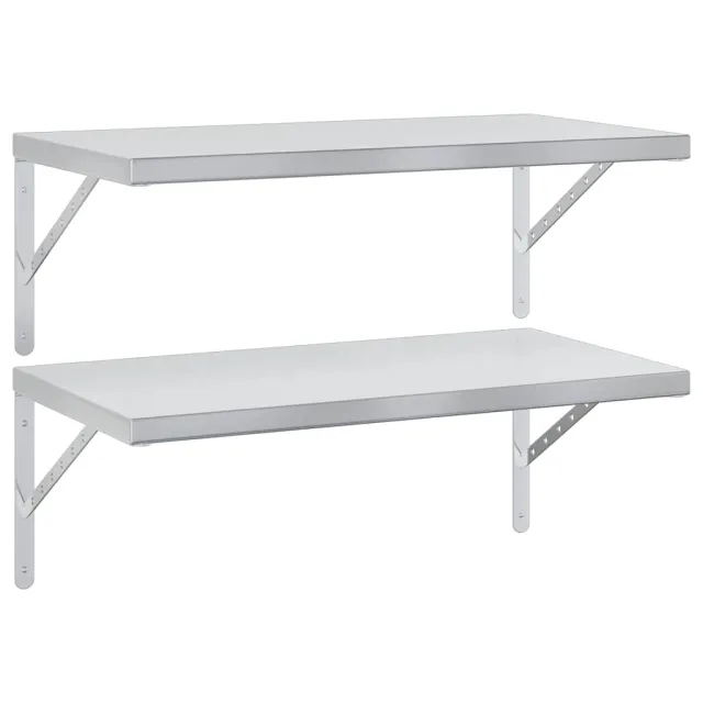 Étagères murales 2 pcs 75x40 cm argenté acier inoxydable
