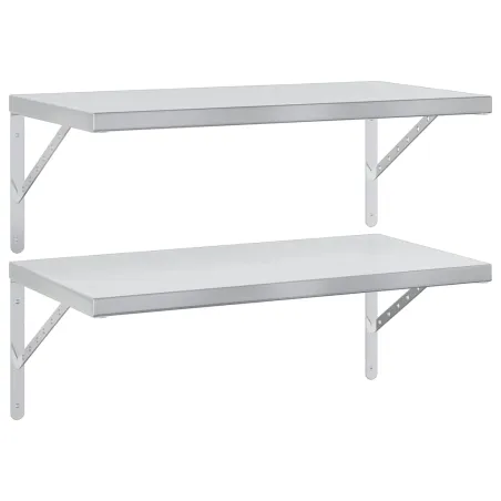 Étagères murales 2 pcs 75x40 cm argenté acier inoxydable